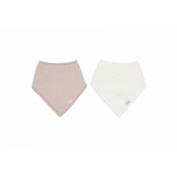 Lot de 2 bavoirs bandana gaze de coton Wild Rose & Oatmeal