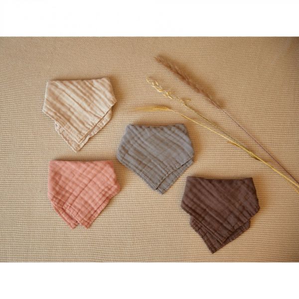 Lot de 2 bavoirs bandana wrinkled cotton chestnut