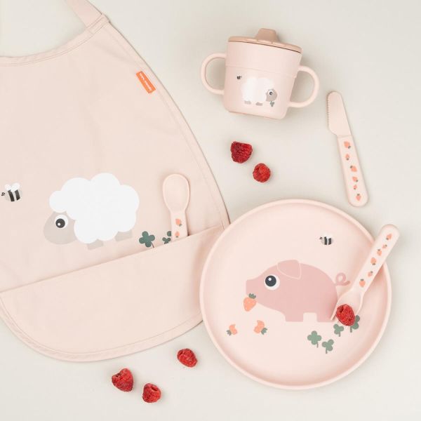 Bavoir élastique Tiny farm Rose