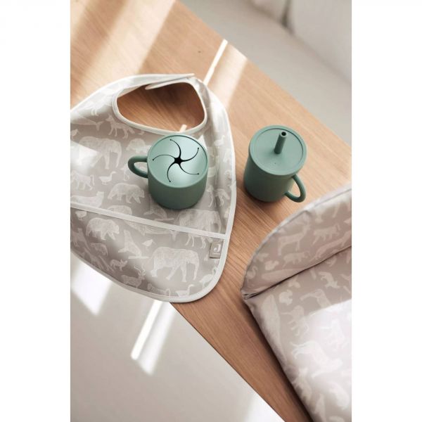 Lot de 2 bavoirs imperméables Animaux Olive