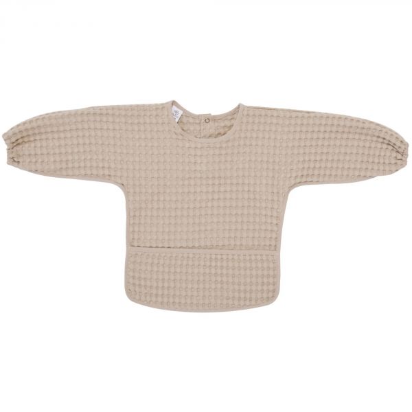 Bavoir manches longues en coton gaufré  6/24mois - latte