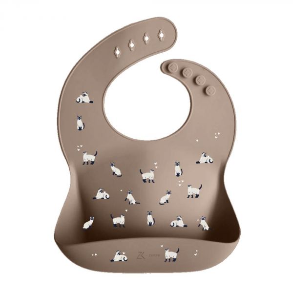Bavoir récupérateur en silicone Minouche Taupe