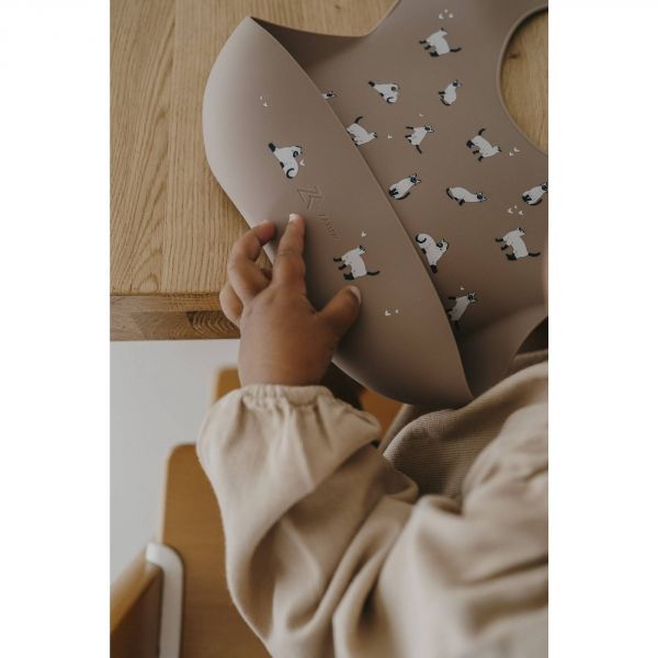 Bavoir récupérateur en silicone Minouche Taupe