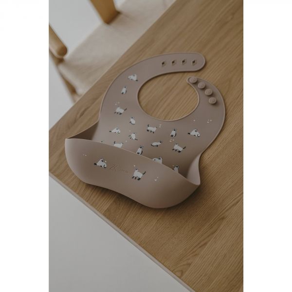 Bavoir récupérateur en silicone Minouche Taupe