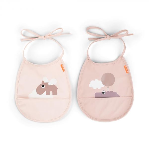 Lot de 2 bavoirs Happy clouds rose
