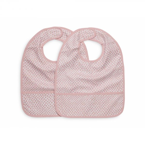 Lot de 2 bavoirs imperméables Snake pale pink