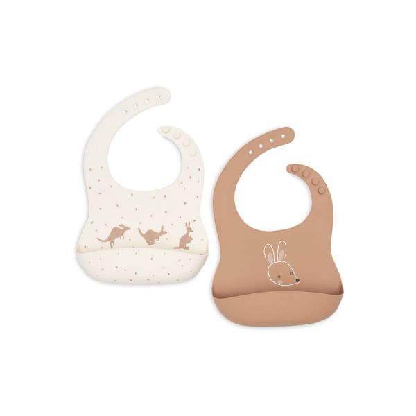 Lot de 2 bavoirs silicone Kangaroots