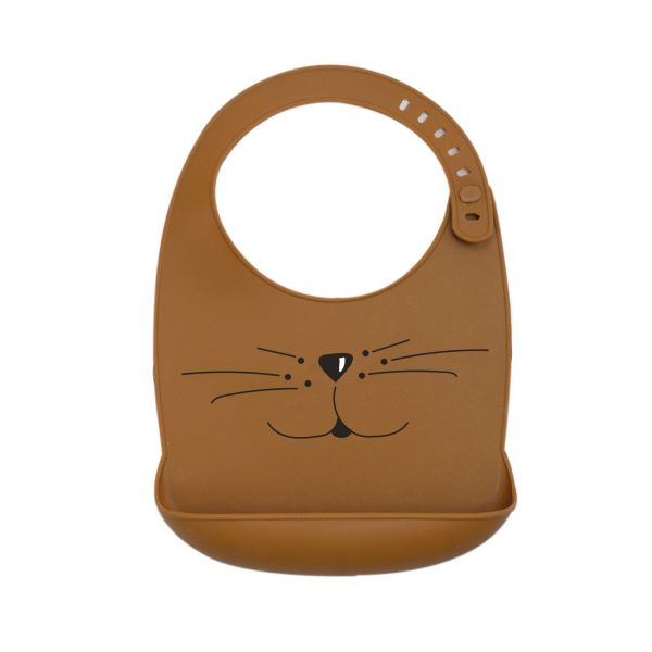 Bavoir silicone Chat caramel