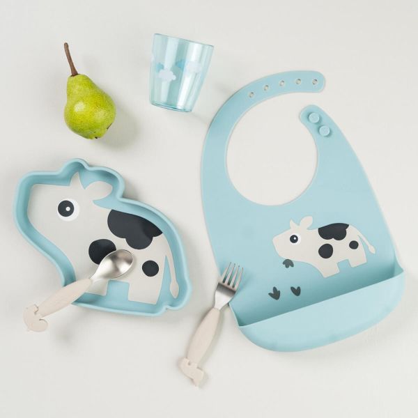 Bavoir en silicone Dotti Bleu