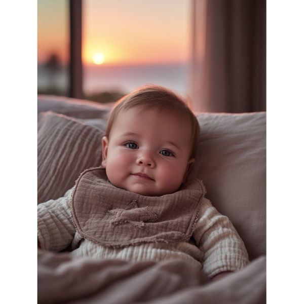 Bavoir bébé Étoile Caramel glacé