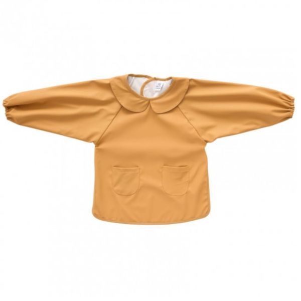 Bavoir tablier col claudine imperméable - uni camel 6/24 mois
