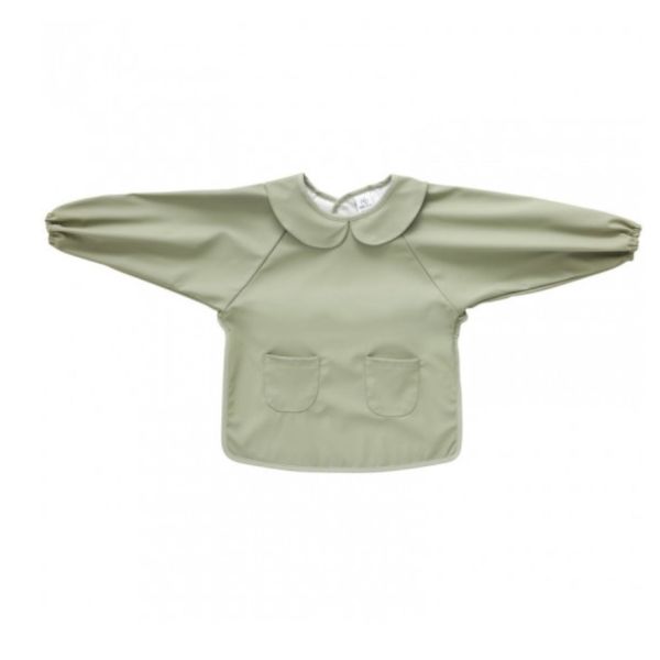 Bavoir tablier col claudine imperméable - uni vert 3/5 ans