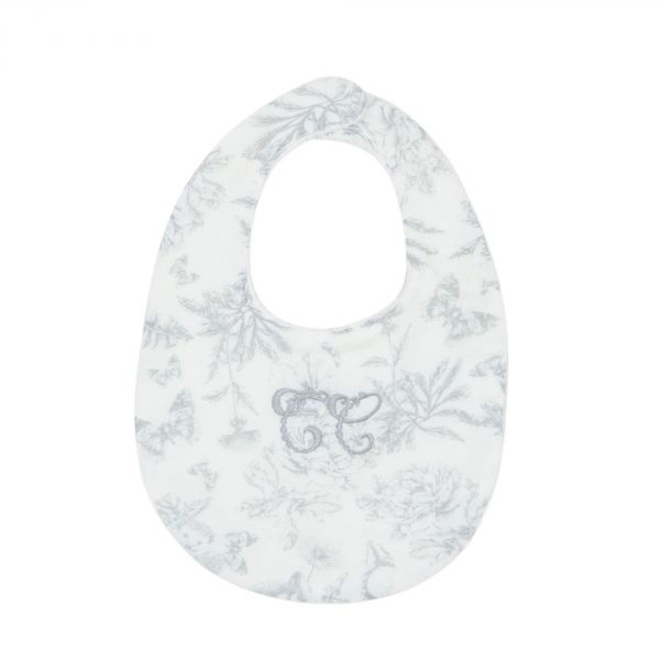 Bavoir bébé Toile de Jouy gris T1