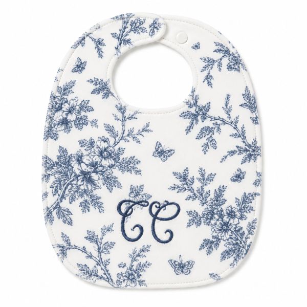 Bavoir bébé imprimé Toile de Jouy T1 Bleu
