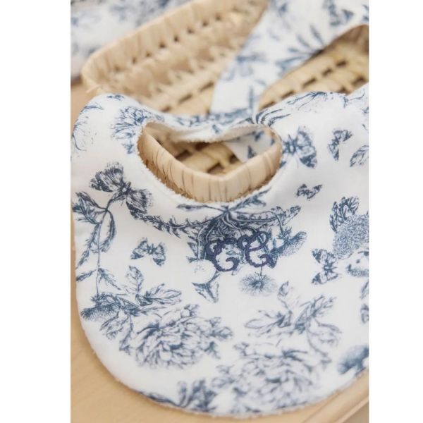 Bavoir bébé imprimé Toile de Jouy T1 Bleu