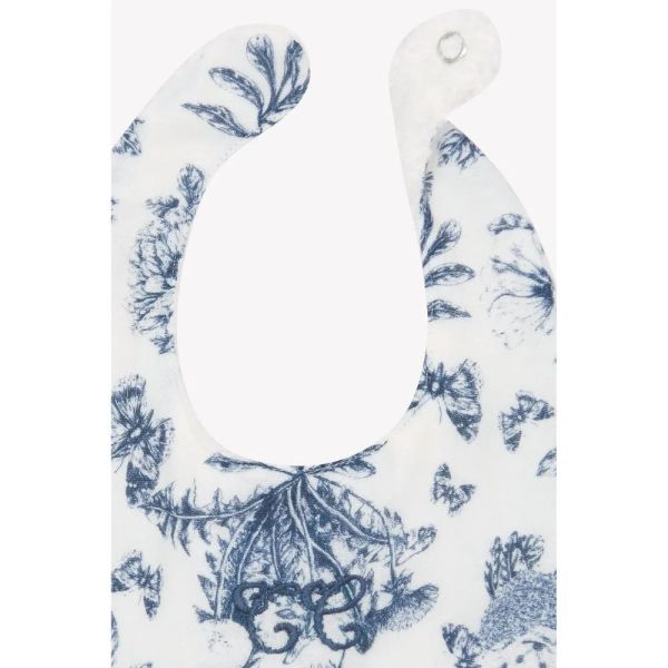 Bavoir bébé imprimé Toile de Jouy T1 Bleu