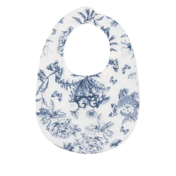 Bavoir bébé imprimé Toile de Jouy T1 Bleu