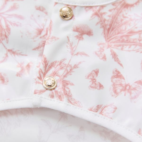 Bavoir à manches imprimé Toile de Jouy Rose