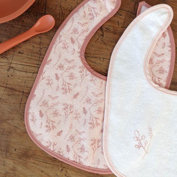 Lot de 6 bavoirs 1er âge 6 couleurs Rose Fleur