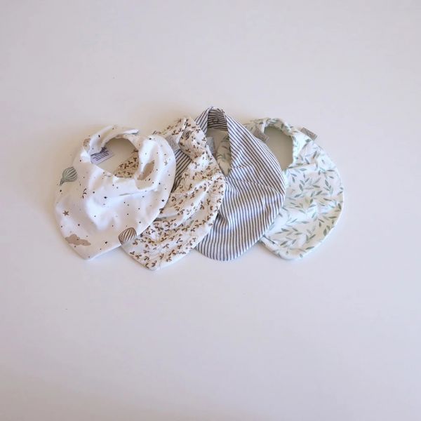 Lot de 2 Bavoirs Bandanas Rayures Classiques Bleu - GOTS