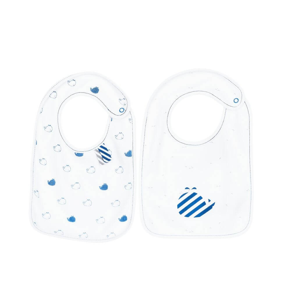 Sauthon Baby Deco Lot De 2 Bavoirs Bebe Blue Baleine Made In Bebe