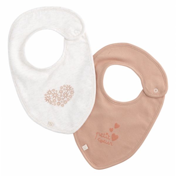 Lot de 2 bavoirs bébé Petit coeur