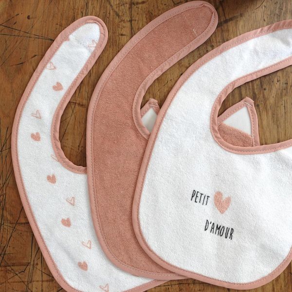 Lot de 6 bavoirs 1er âge 6 couleurs Coeurs