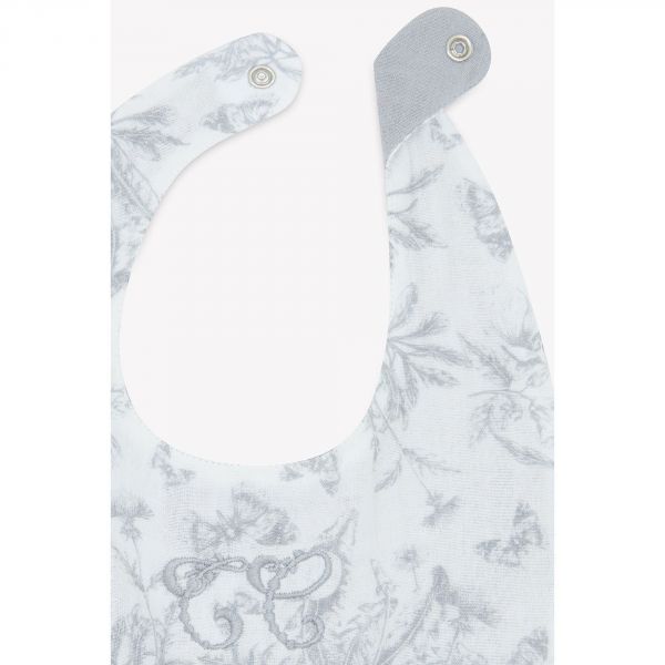 Bavoir bébé Toile de Jouy gris T2