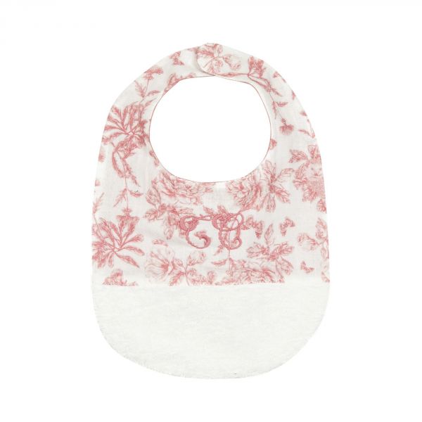 Bavoir bébé Toile de Jouy Rose T2
