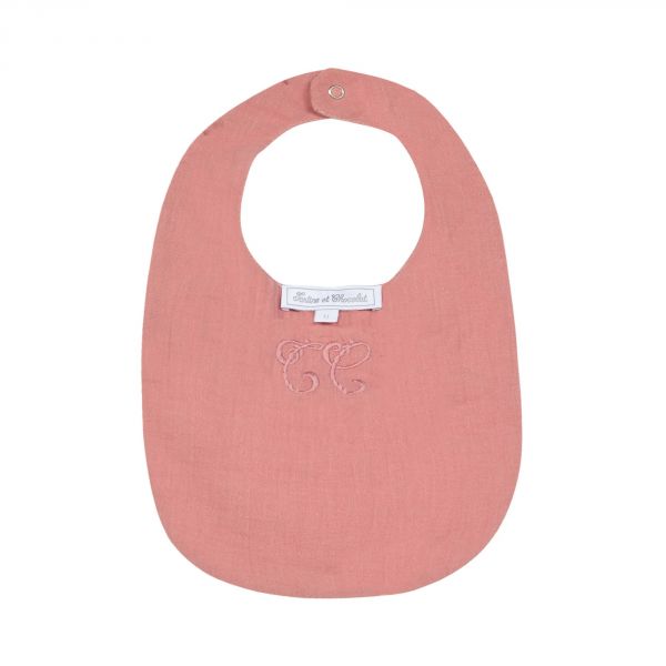 Bavoir bébé Toile de Jouy Rose T2