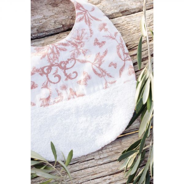 Bavoir bébé Toile de Jouy Rose T2