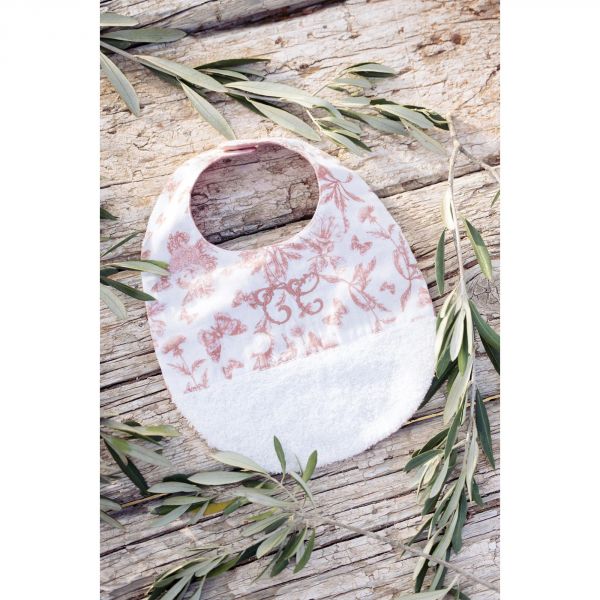Bavoir bébé Toile de Jouy Rose T2