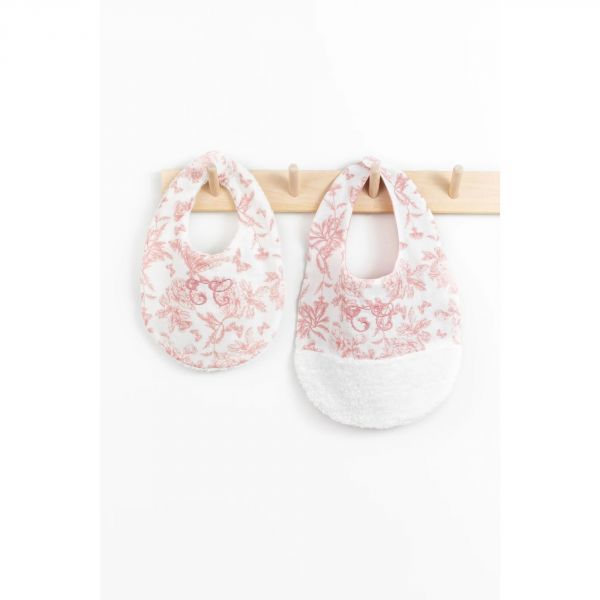 Bavoir bébé Toile de Jouy Rose T2