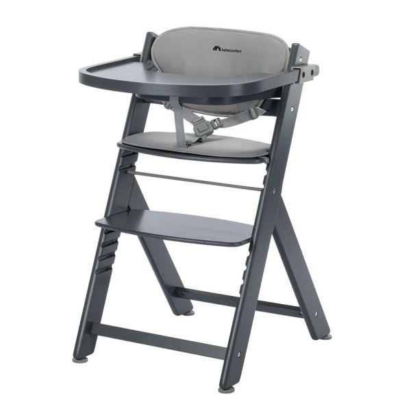 Chaise haute évolutive Timba² blanc avec coussin grey