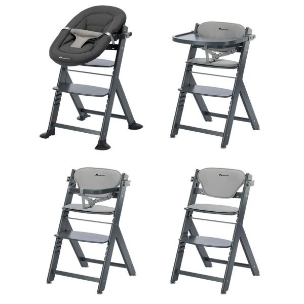 Chaise haute évolutive Timba² blanc avec coussin grey