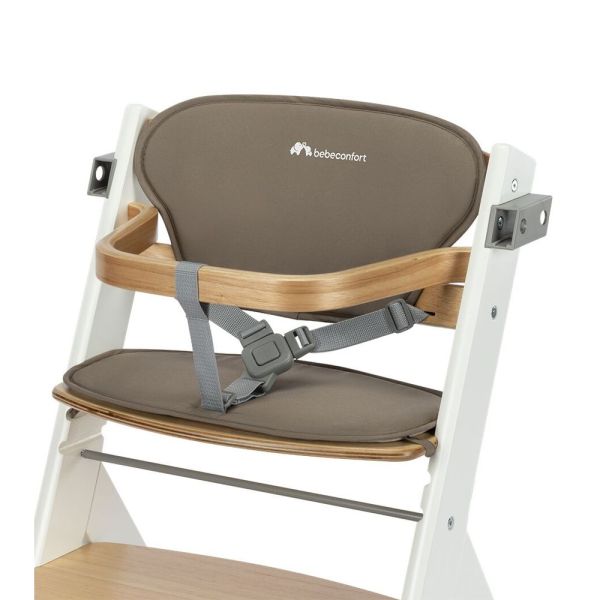 Chaise haute évolutive Timba² Light Wood avec coussin beige