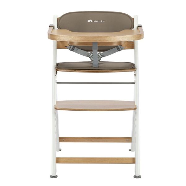 Chaise haute évolutive Timba² Light Wood avec coussin beige