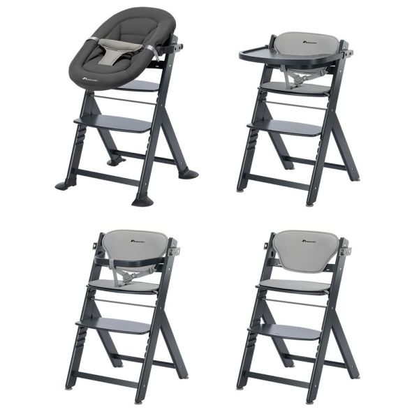 Chaise haute évolutive Timba² avec coussin Mineral Graphite