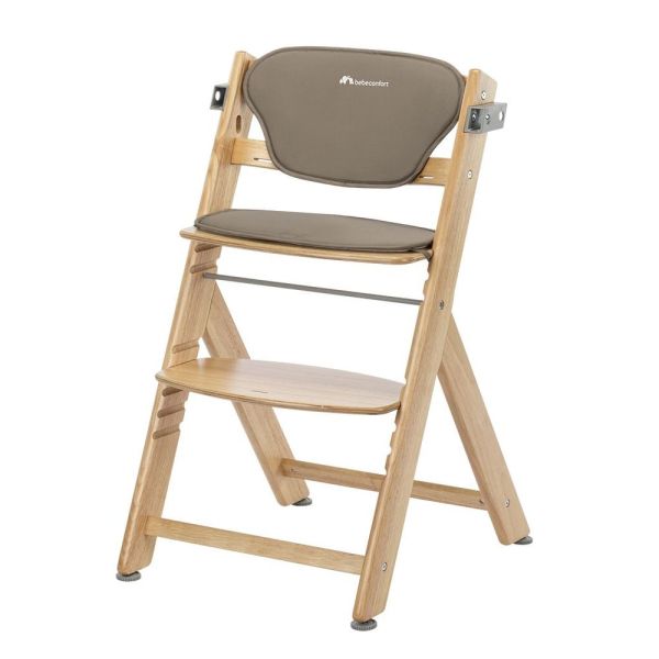 Chaise haute évolutive Timba² Wood avec coussin beige