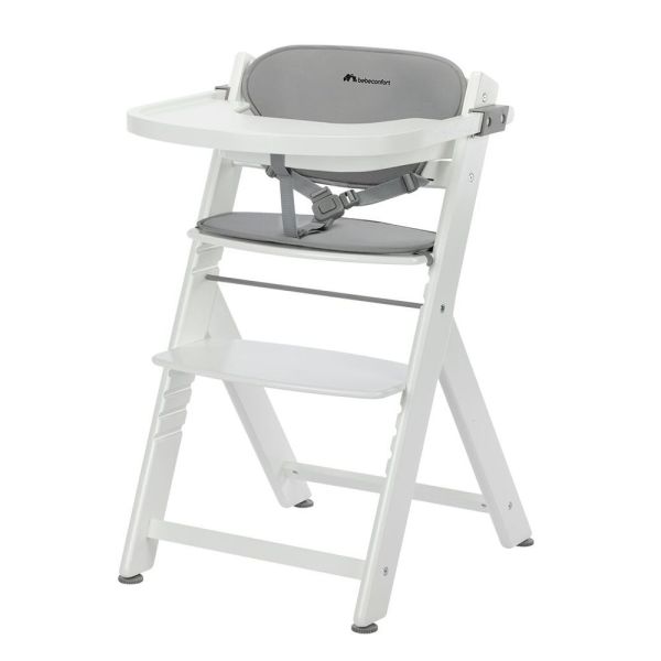 Chaise haute évolutive Timba² blanc avec coussin gris