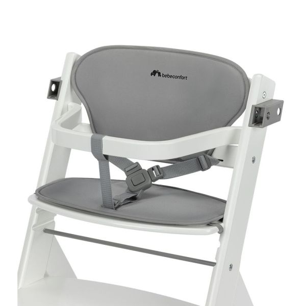 Chaise haute évolutive Timba² blanc avec coussin gris