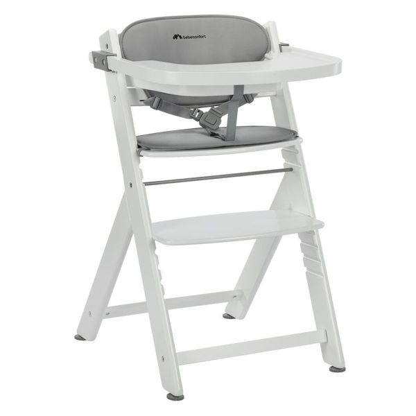 Chaise haute évolutive Timba² blanc avec coussin gris