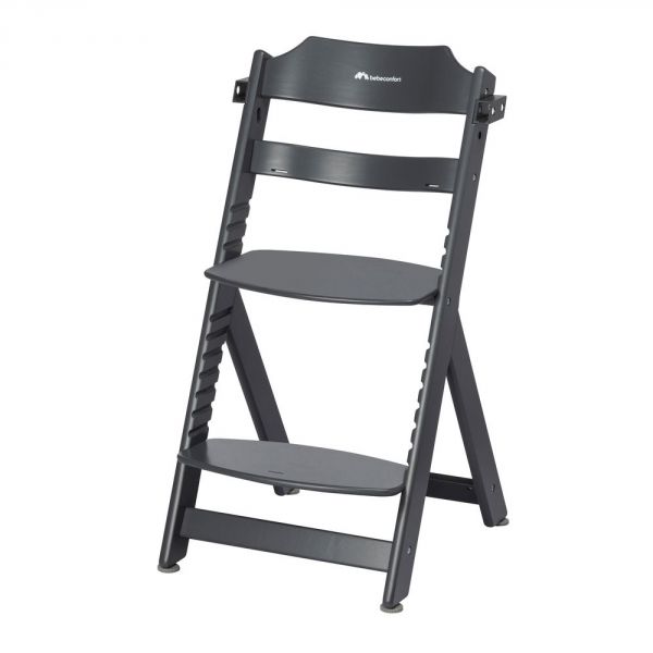 Chaise haute évolutive Timba Black avec coussin gris
