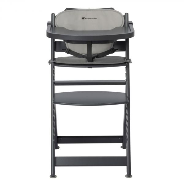 Chaise haute évolutive Timba Black avec coussin gris