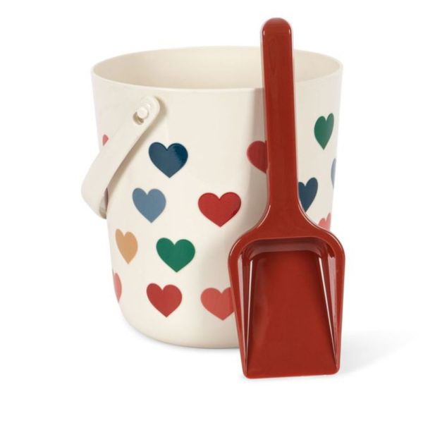 Seau et pelle de plage - Coeur coloré