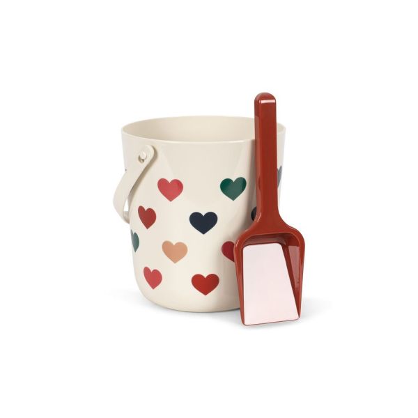 Seau et pelle de plage - Coeur coloré