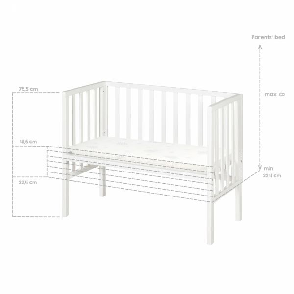 Berceau cododo 2 en 1 bois blanc avec matelas