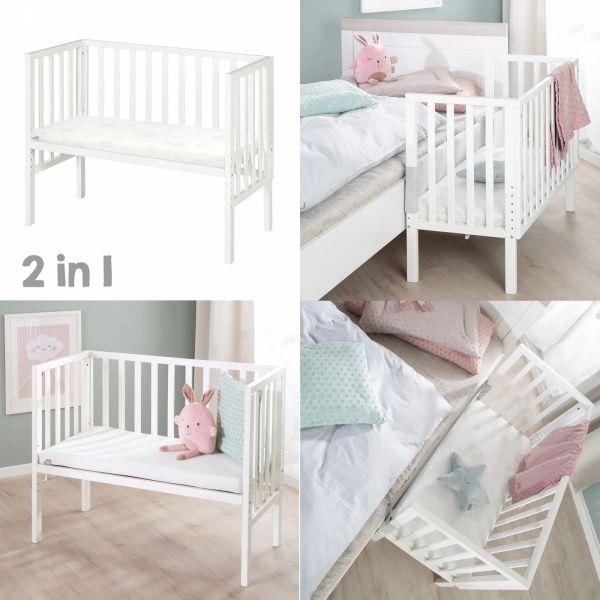 Berceau cododo 2 en 1 bois blanc avec matelas