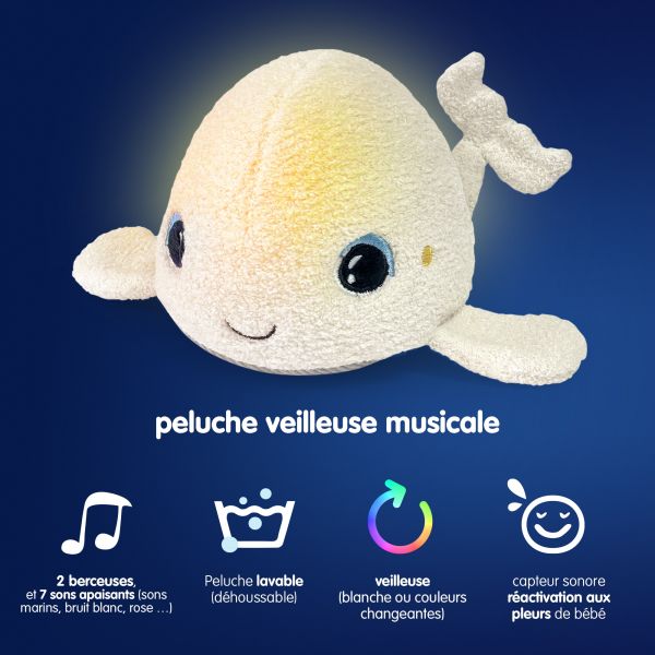 Veilleuse bébé Béluga peluche veilleuse & bruits blancs