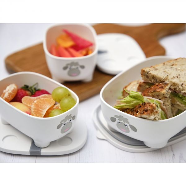 Lot de 3 lunch box empilables Bentomal Blanc Mouton
